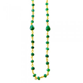 Ασημένιο κολιέ 925 με ορυκτά σμαράγδια