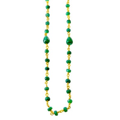 Ασημένιο κολιέ 925 με ορυκτά σμαράγδια