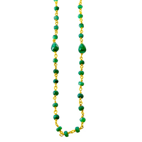 Ασημένιο κολιέ 925 με ορυκτά σμαράγδια