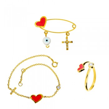 Παιδικό mini set από κίτρινο χρυσό Κ9