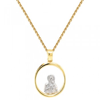 Χρυσό φυλαχτό Παναγία Κ14 με αλυσίδα