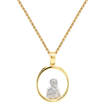 Χρυσό φυλαχτό Παναγία Κ14 με αλυσίδα