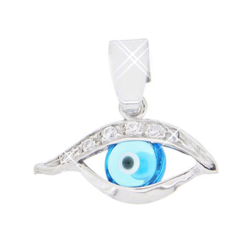 Λευκόχρυσο μενταγιόν μάτι Κ14 με ζιργκόν