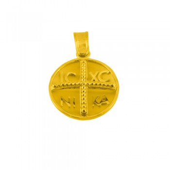 Χρυσό φυλαχτό διπλής όψης Κ14