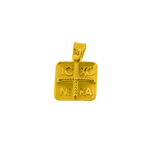 Χρυσό φυλαχτό Κ14 διπλής όψης