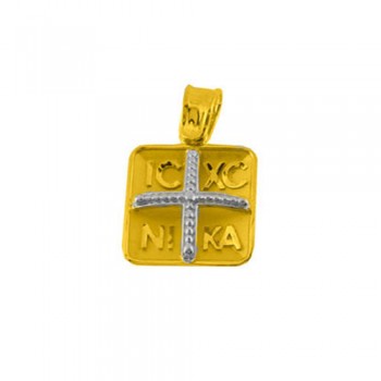 Χρυσό φυλαχτό διπλής όψης Κ14