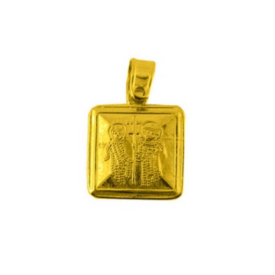 Χρυσό φυλαχτό δπλής όψης Κ14 με αλυσίδα