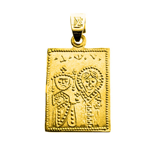 Χρυσό φυλαχτό διπλής όψης Κ14