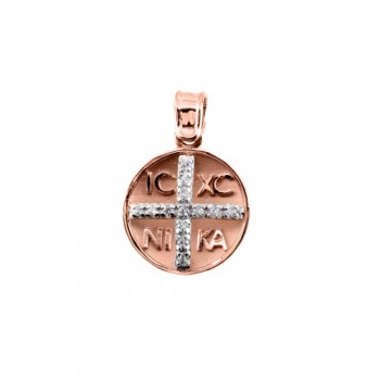 Μασίφ φυλαχτό από ροζ χρυσό Κ14