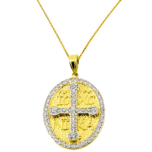 Χρυσό μασίφ κωνσταντινάτο φυλαχτό Κ9 με αλυσίδα