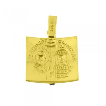 Χρυσό μασίφ φυλαχτό διπλής όψης Κ14