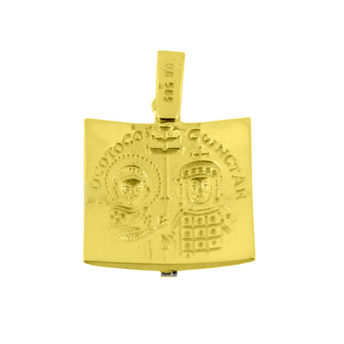 Χρυσό μασίφ φυλαχτό διπλής όψης Κ14