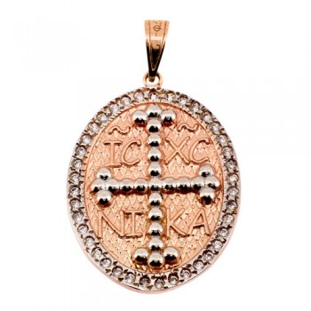 Μασίφ φυλαχτό διπλής όψης από ροζ χρυσό Κ9