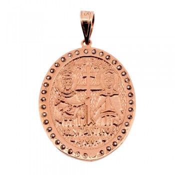 Μασίφ φυλαχτό διπλής όψης από ροζ χρυσό Κ9