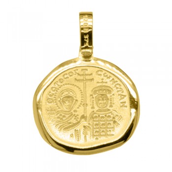 Χρυσό κωνσταντινάτο φυλαχτό Κ9 με αλυσίδα