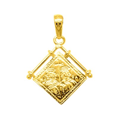 Χρυσό μασίφ κωνσταντινάτο φυλαχτό Κ14 με αλυσίδα