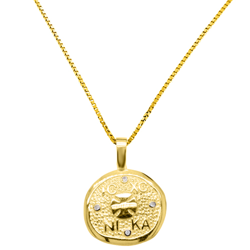 Χρυσό κωνσταντινάτο φυλαχτό Κ9 με αλυσίδα