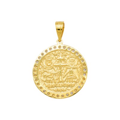 Χρυσό κωνσταντινάτο φυλαχτό Κ9 με αλυσίδα