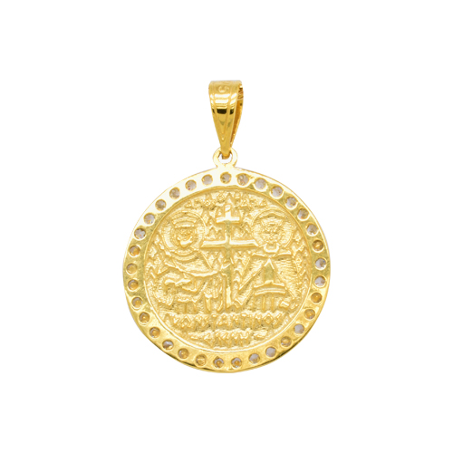 Χρυσό κωνσταντινάτο φυλαχτό Κ9 με αλυσίδα