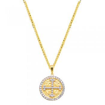 Χρυσό κωνσταντινάτο φυλαχτό Κ9 με αλυσίδα