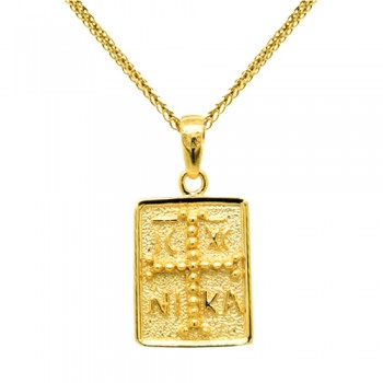 Μασίφ χρυσό κωνσταντινάτο φυλαχτό Κ14 με αλυσίδα