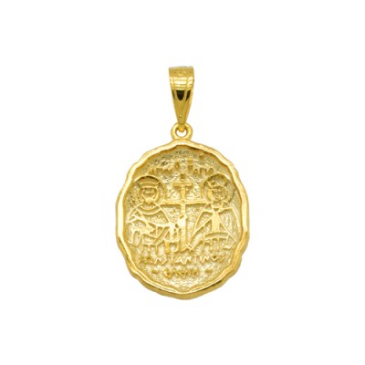 Χρυσό κωνσταντινάτο φυλαχτό Κ9 με αλυσίδα