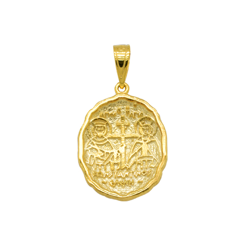 Χρυσό κωνσταντινάτο φυλαχτό Κ9 με αλυσίδα