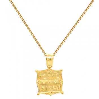 Χρυσό μασίφ κωνσταντινάτο φυλαχτό Κ14 με αλυσίδα