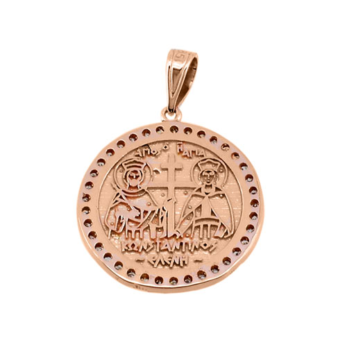 Ροζ χρυσό μασίφ κωνσταντινάτο φυλαχτό Κ14 με αλυσίδα