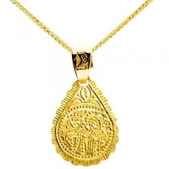 Χρυσό φυλαχτό δπλής όψης Κ14 με αλυσίδα