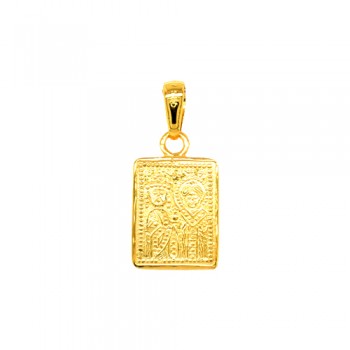 Χρυσό μασίφ κωνσταντινάτο φυλαχτό Κ14 με αλυσίδα