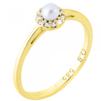 Χρυσό δαχτυλίδι Κ14 με μαργαριτάρι και ζιργκόν
