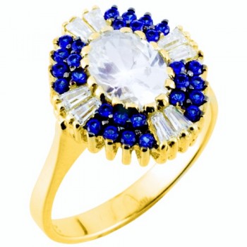 Χρυσό δαχτυλίδι ροζέτα Κ14 με ζιργκόν