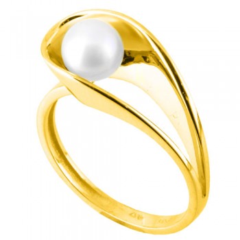Χρυσό δαχτυλίδι Κ14 με μαργαριτάρι