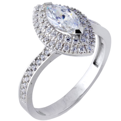 Λευκόχρυσο δαχτυλίδι navette Κ14