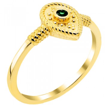 Χρυσό Βυζαντινό δαχτυλίδι Κ14 με ζιργκόν