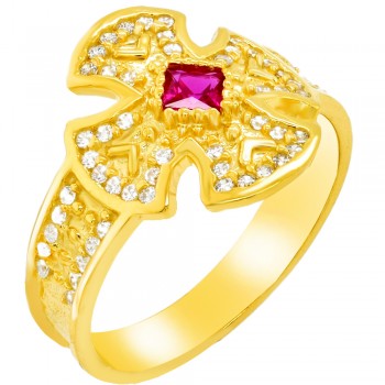 Χρυσό Βυζαντινό δαχτυλίδι Κ14 με ζιργκόν