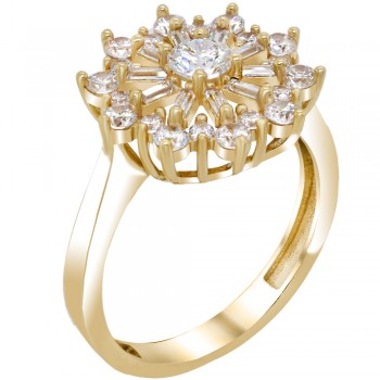 Χρυσό δαχτυλίδι ροζέτα Κ14 με ζιργκόν