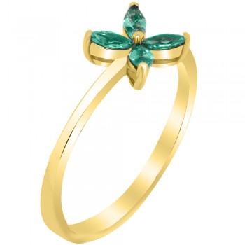 Χρυσό δαχτυλίδι λουλούδι Κ14 με ζιργκόν