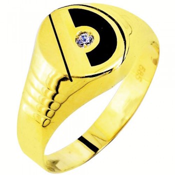 Χρυσό ανδρικό δαχτυλίδι Κ14 με σμάλτο