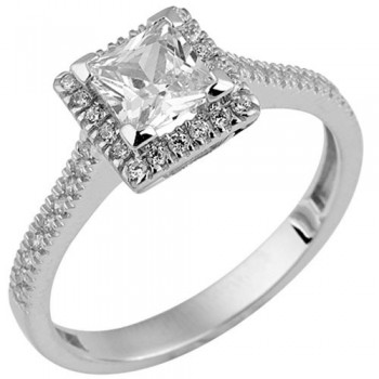 Λευκόχρυσο δαχτυλίδι Κ14 με ζιργκόν