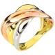 Χρυσό τρίχρωμο δαχτυλίδι Κ14