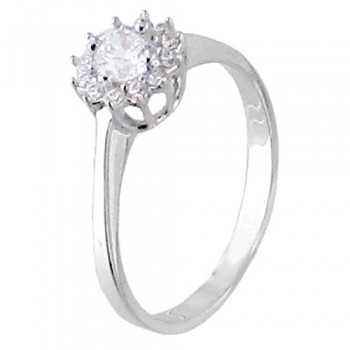 Λευκόχρυσο δαχτυλίδι ροζέτα Κ14 με ζιργκόν