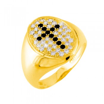 Χρυσό δαχτυλίδι chevalier Κ14 με ζιργκόν