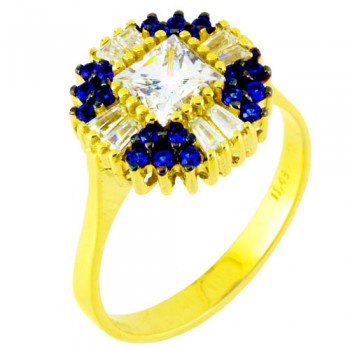 Χρυσό δαχτυλίδι ροζέτα Κ14 με ζιργκόν