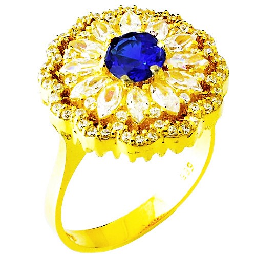 Χρυσό δαχτυλίδι ροζέτα Κ14 με ζιργκόν