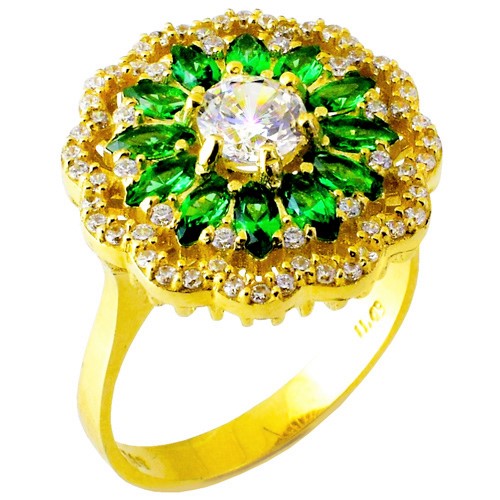 Χρυσό δαχτυλίδι ροζέτα Κ14 με ζιργκόν