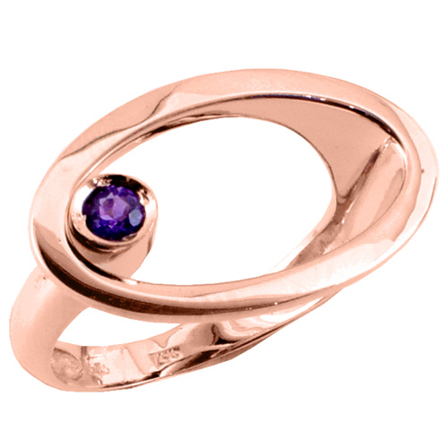 Δαχτυλίδι από ροζ χρυσό Κ14 με αμέθυστο
