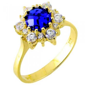 Χρυσό δαχτυλίδι ροζέτα Κ14 με ζιργκόν