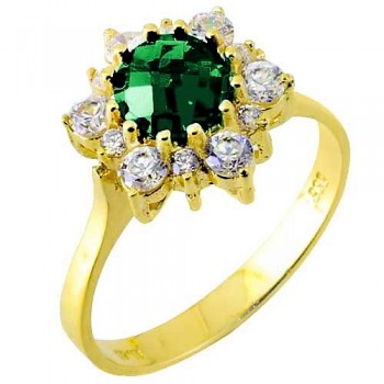 Χρυσό δαχτυλίδι ροζέτα Κ14 με ζιργκόν